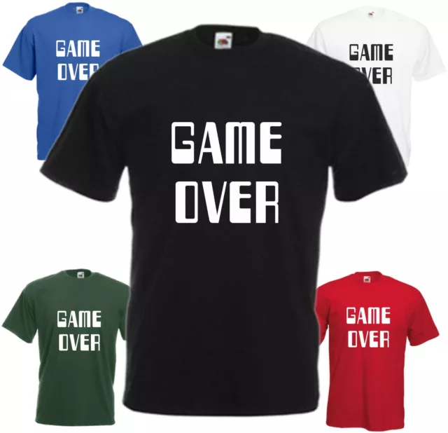 Game Over T-Shirt Cool Divertente Retrò Console Scherzo Regalo Natale Adulti Tee