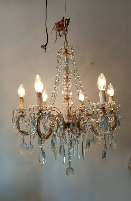 Bellissimo lampadario vintage Maria Teresa Cristalli 6luci Old Chandelier Lustre