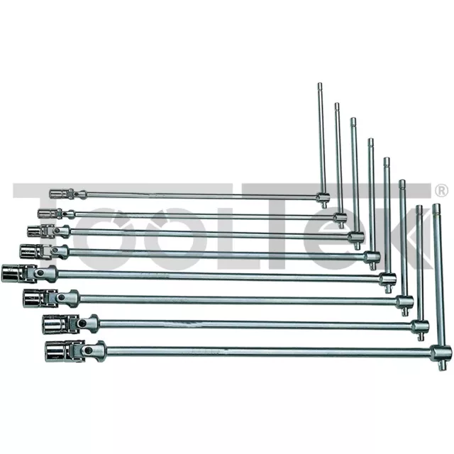 SET CHIAVI A T DOPPIO SNODO 10pz LUNGHE 8-19mm + 1/2"-3/8" SNODATE 45cm