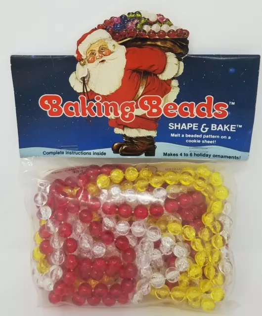 Vintage Christmas Baking Beads Shape & Bake Beading Craft Kit 1970's Coast Bead
