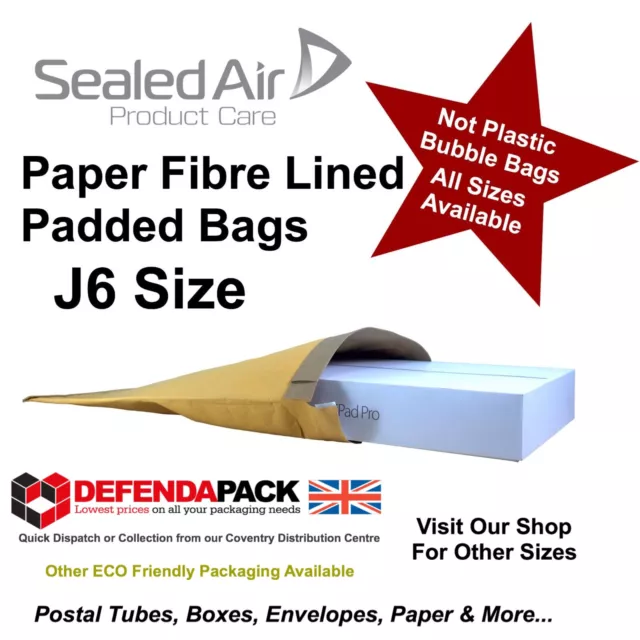 50 x J6 Padded Bags PAPER LINED ECO MAILER Mail Lite Gold NOT BUBBLE ENVELOPES