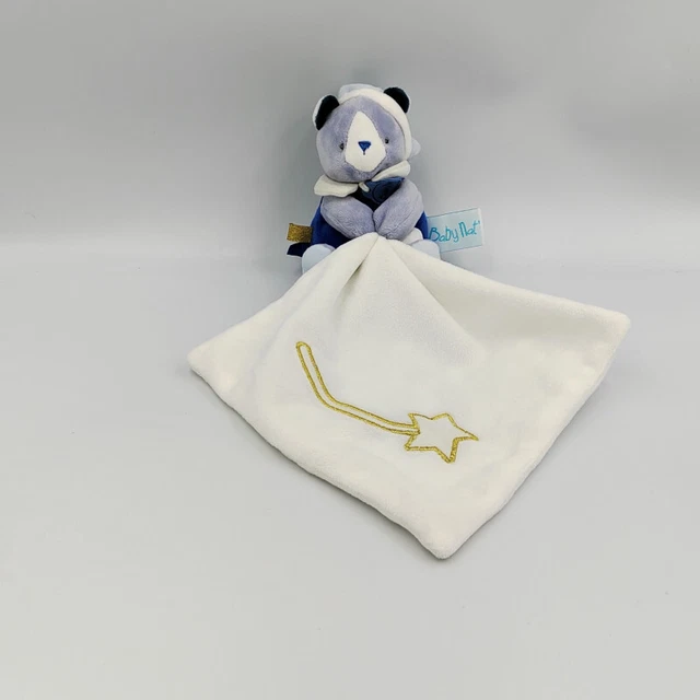 Doudou luminescent ours bleu blanc étoiles mouchoir les comètes BABY NAT - 30912