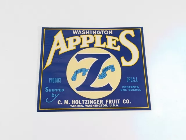 BLUE Z Brand, Yakima, Washington, *AN ORIGINAL APPLE CRATE LABEL