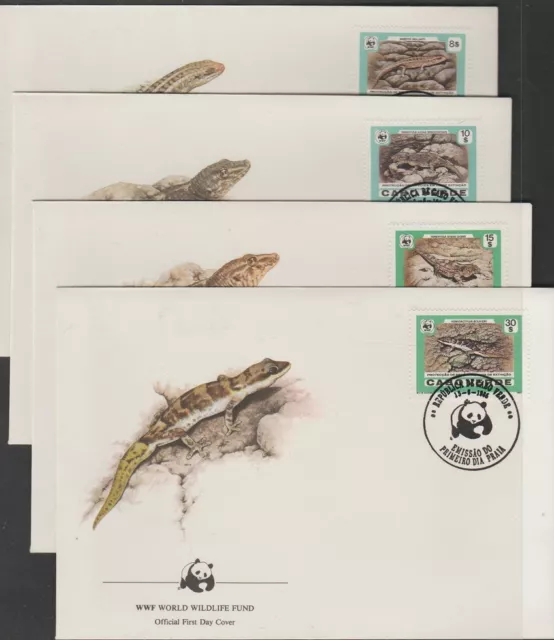 v1873 Cabo Verde/WWF 1986 lagarto MiNr 500/03 en 4 FDC