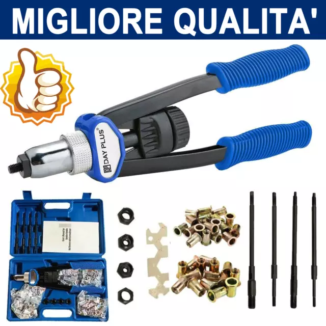 Kit Rivettatrice Inserti Rivetti Filettati Filetti Con 150 Dadi Per Rivetti