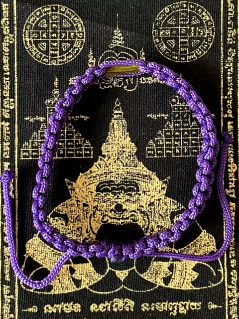 Bracelet VIOLET Thai sacré Sai Sin béni coton Chance tissu PHA YANT Bouddhisme