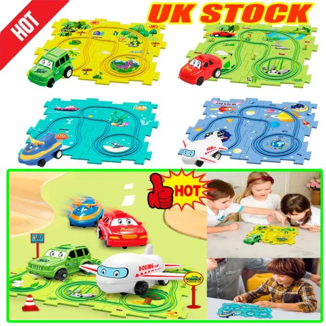 DIY Car Track Puzzle Play Set Preschool Educational Montessori Toy BL