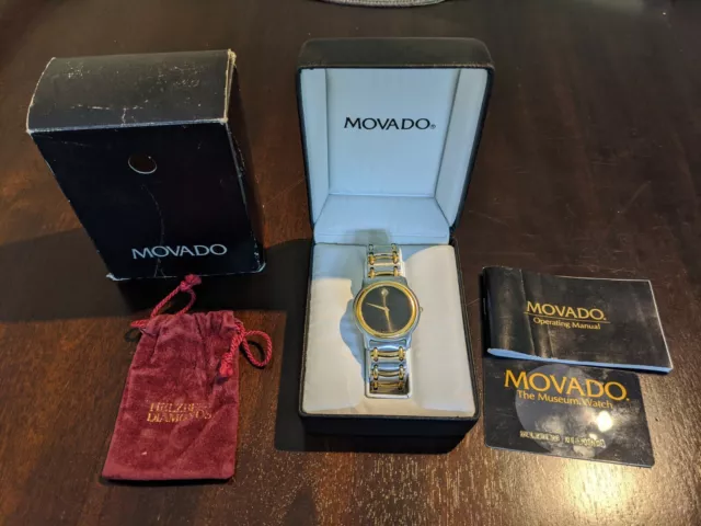Men's Movado 0602695 Two-tone Stainless Black Museum Dial 81.E2.865.5 Watch =