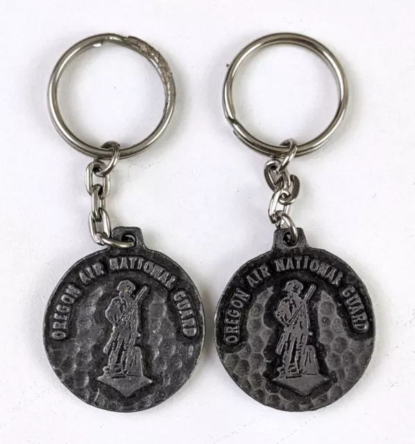 Oregon Air National Guard VTG NOS Pewter Keychain Fob Set Portland Int'l Airport