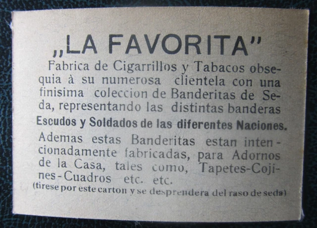 Cigarette Silks Card Netherland military La Favorita Soldiers Flag ORIGINAL BACK 2