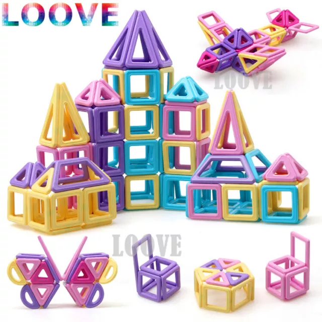 144 Piece Kids Magnetic Blocks Building Educational Toys Magnet Tiles Kits Child