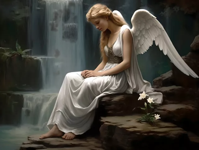 Angel Art Peaceful Canvas Art -Home Decor Wall Art Print Poster Painting Picture