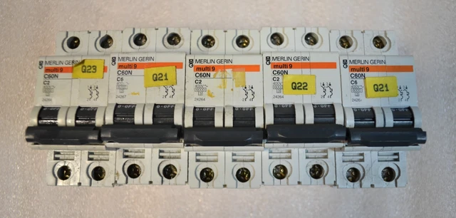 LOT OF 5 Merlin Gerin multi 9 C60N C2 2-Pole Circuit Breaker