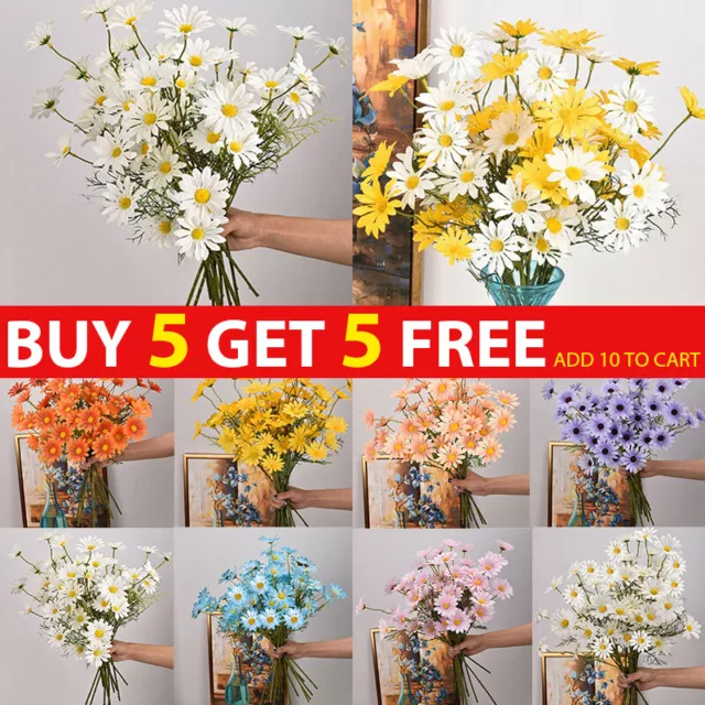 Artificial Flowers Plastic Fake Plants UV Resistant Home In/Outdoor Garden Decor