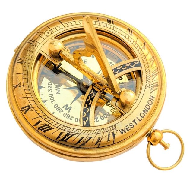 Brass Compass Pocket Sundial Compass For Navigation Outdoor Activities