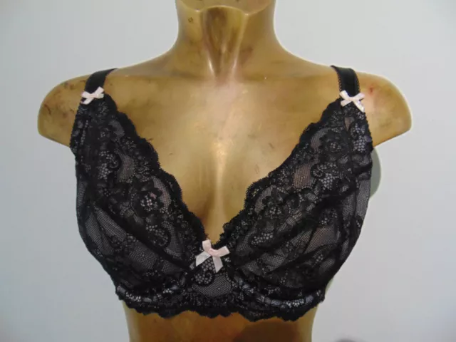 FIGLEAVES JULIETTE BLACK Underwired Lace Plunge Bra UK 36GG New with Tags  £7.50 - PicClick UK