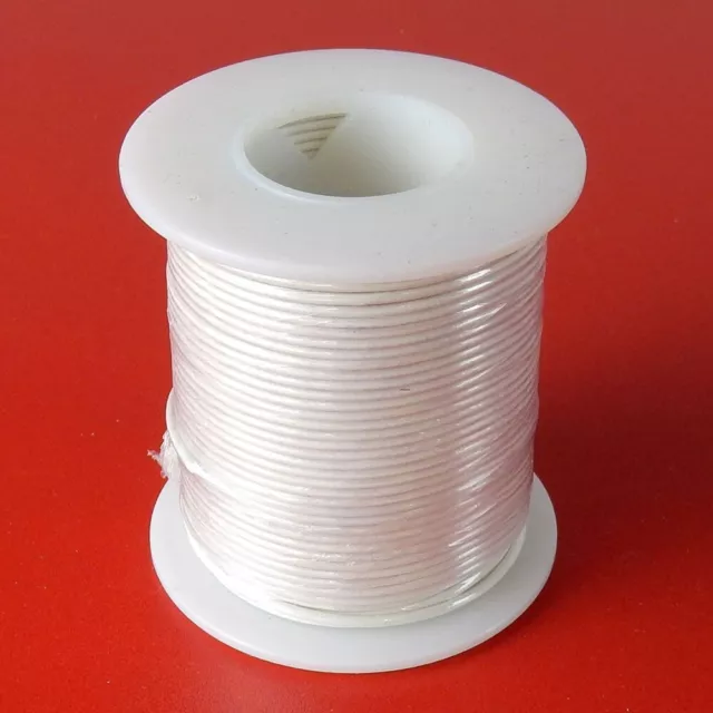 100ft White 26awg Stranded Teflon Copper Silvered Wire 26ga