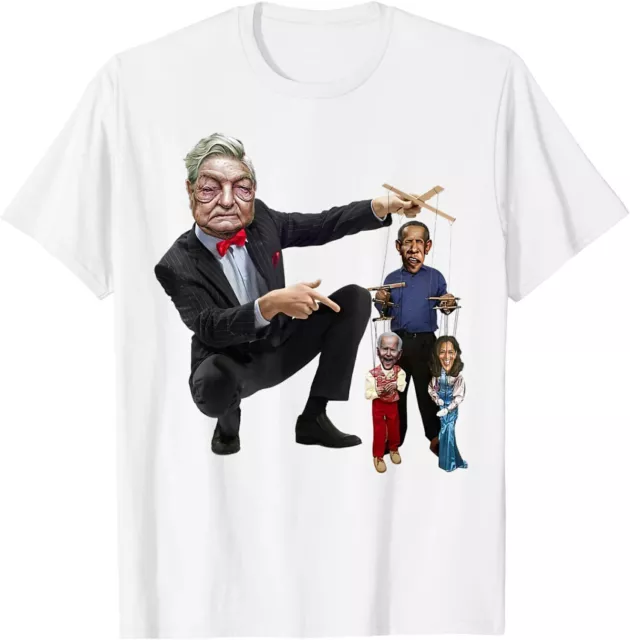 Funny Anti Biden Liberals George Soros Playing Puppet Meme Joke T-SHIRT