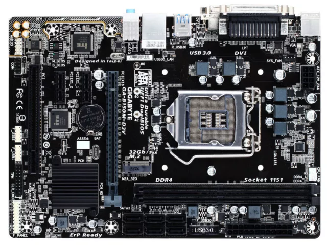 GIGABYTE GA-B150M-D3V Motherboard Intel B150 LGA 1151 mATX DDR4 Core M.2 VGA DVI