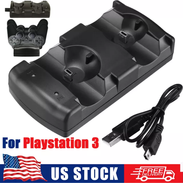 For Playstation 3 PS3/MOVE Dual Controller Charger Charging Dock Station Stand