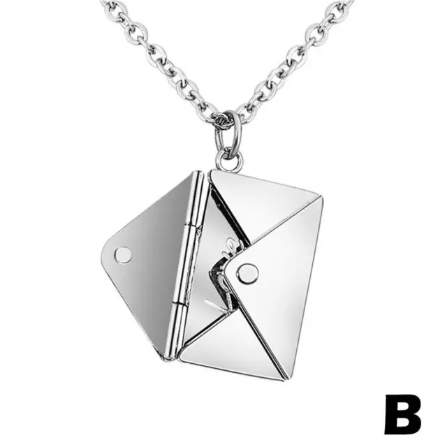Personalised Envelope Necklace Locket Love Letter Pendant Gift> Charm U9Z8