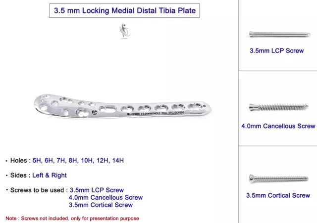 Médial Distale Tibia 3.5 MM Fermeture Plaques Set 14 Pcs Instrument Vétérinaire