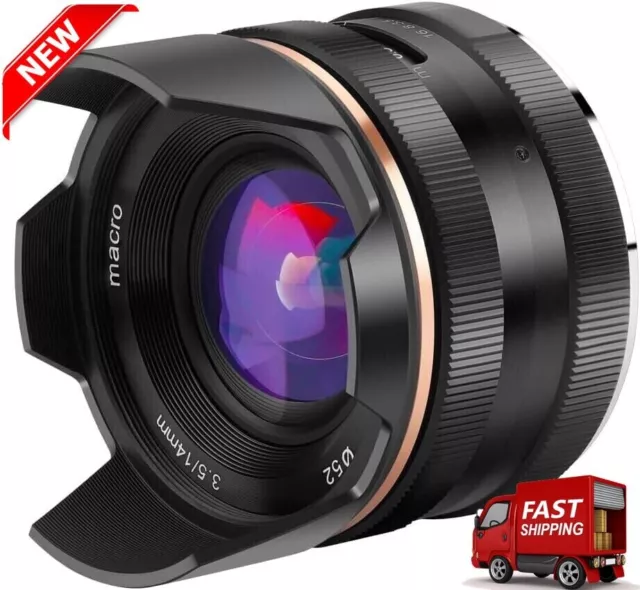 JINTU 14mm F3.5 Ultra Wide Angle Manual Focus Macro Prime Lens for Sony E-Mount