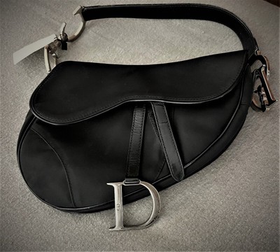 RARE AND AUTHENTIC Christian Dior Black Saddle Bag - Canvas and ...