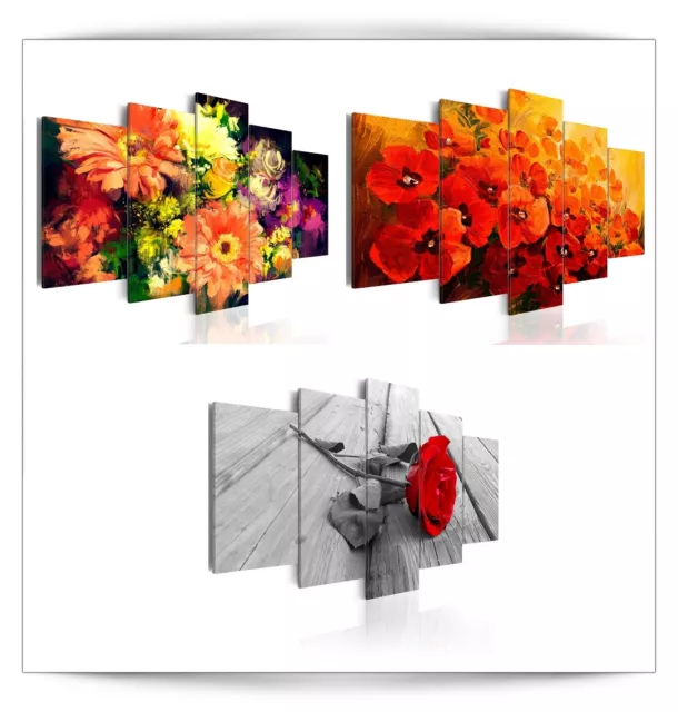 Blumen Mohnblume Rose Rot VLIES LEINWAND DEKO BILDER WANDBILD XXL WOHNZIMMER