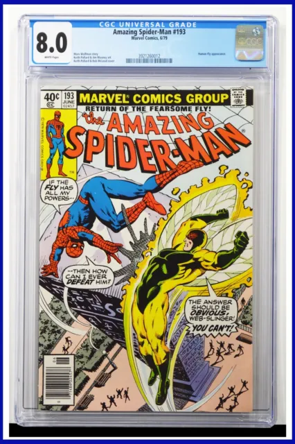 Amazing Spider-Man #193 CGC Graded 8.0 Marvel 1979 Newsstand Edition Comic Book.