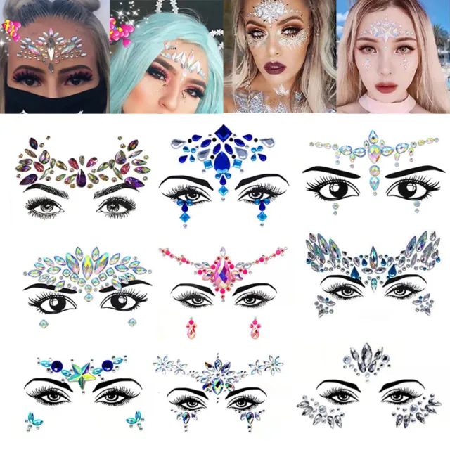 new Acrylic Crystal Gems Bling Beads Eye Face Stickers Makeup