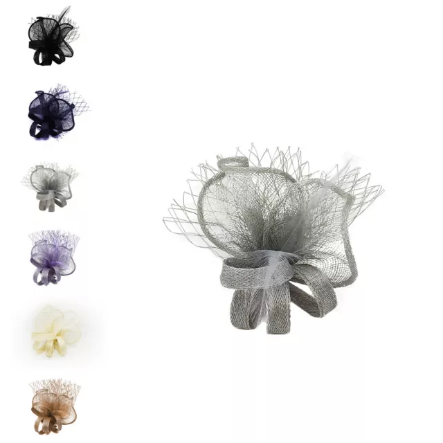 Small Flower Feather Mesh Hair Hat Fascinator Brooch Clip Wedding Royal Ascot