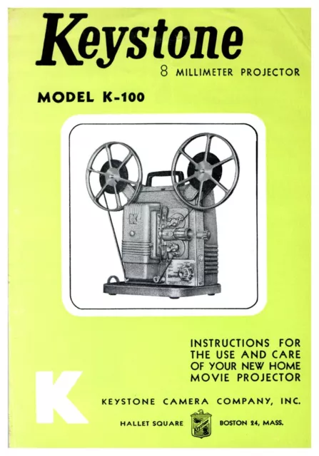 Keystone Model Owner's Operating Manual for 8mm Projector