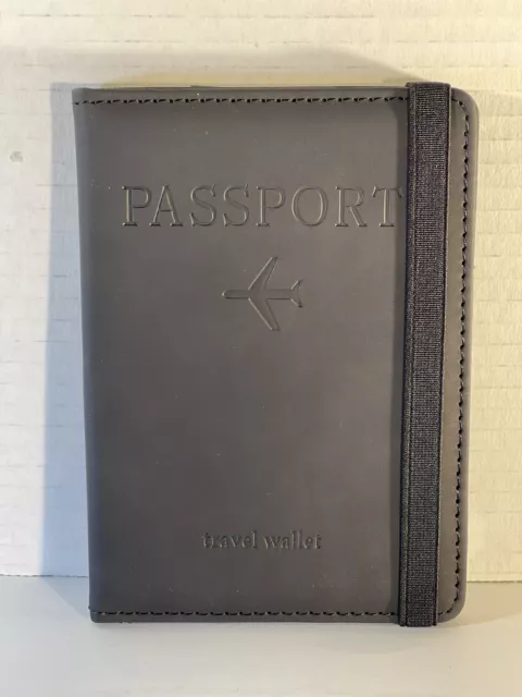 RFID Blocking Leather Passport Cover ID Holder Wallet Travel Case Blue Unisex