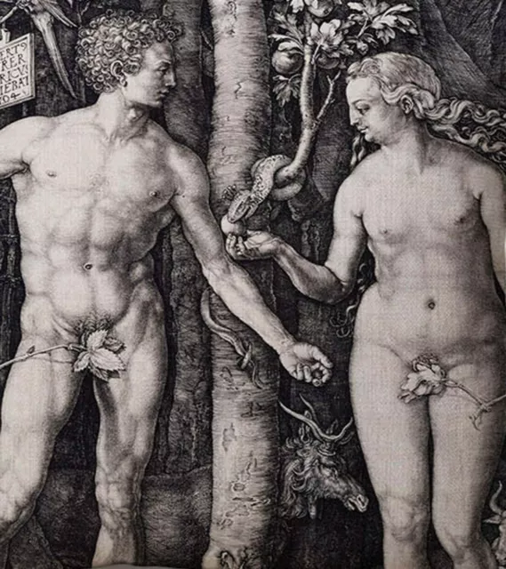 Kissenbezug Canvas-Stoff Renaissance Albrecht Dürer Adam und Eva 3