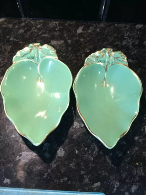 Solian Ware 1930'S Art Deco Leaf Shape Dish (Pair Of)