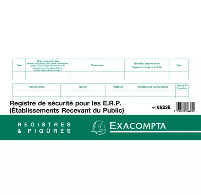 [Ref:6623E] EXACOMPTA Piqûre 24x32cm Registre de sécurité pour les