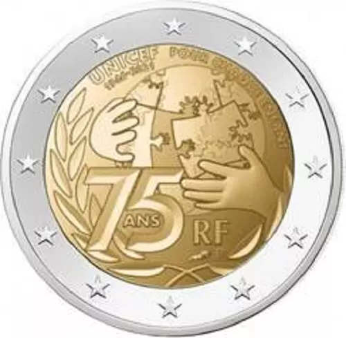 1x 2euro commémorative France 2021 - 75ans de l’UNICEF (neuve)