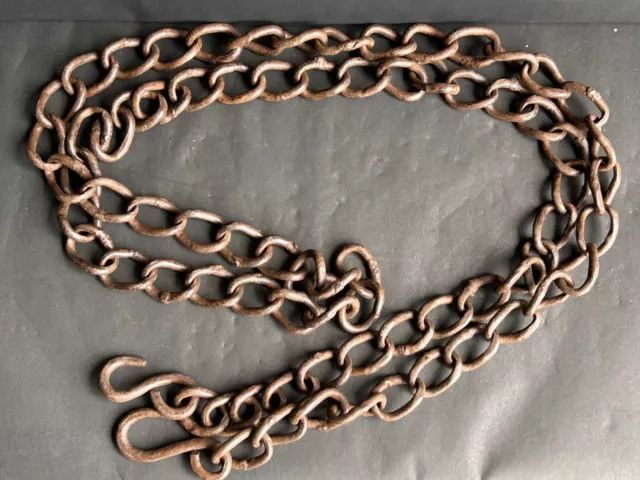 Vintage Animal.lighting Hand Forged Wrought Rustic Iron Chain 112''Inch Long