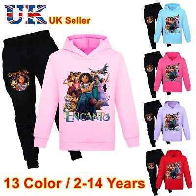 Girls Encanto Print Casual Tracksuit Sets Hoodie Tops+Pants Suits Birthday Gifts