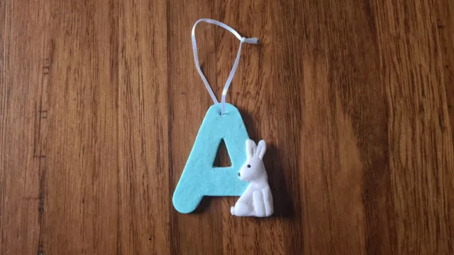 Easter/Bunny Capital Letter 'A' Key Chain Teal 7x6x1cm Bag Tag *GOOD*