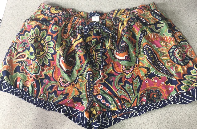 Vera Bradley Lounge Shorts Pajama Bottoms Blue Paisley Floral Size XL