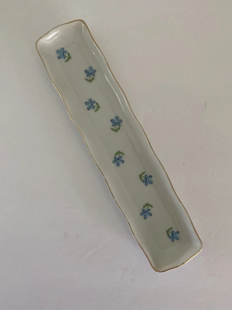 Sweet Porcelain Dish for Mints, Olives, Trinkets ~ Blue Flowers ~ Unsigned