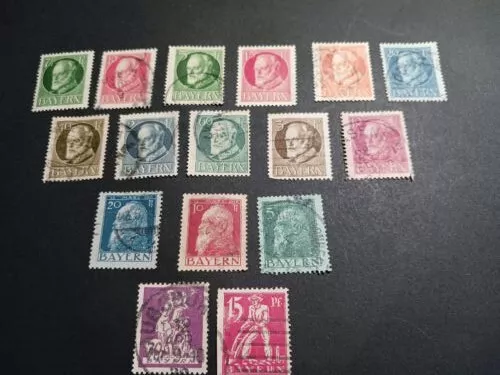 Stamps Bavaria - 16 Older stamps - used & hinged - nice lot to fill spaces