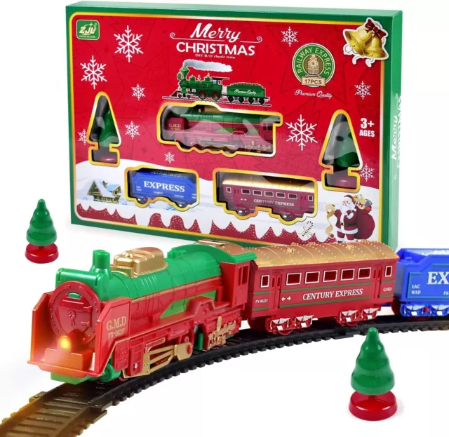 Christmas Train Set Santa Music Head Light Steam Engine Train Track Set 241cm