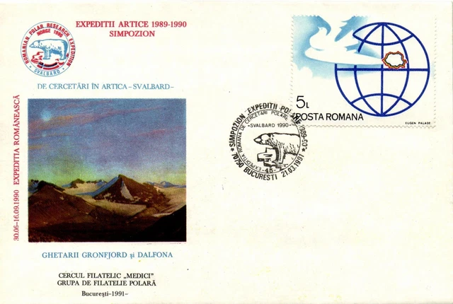 Romania Arctic 2 pr.c. Expedition Polar 1989-1990 sp.cancel Bucuresti 21.03.1991 3