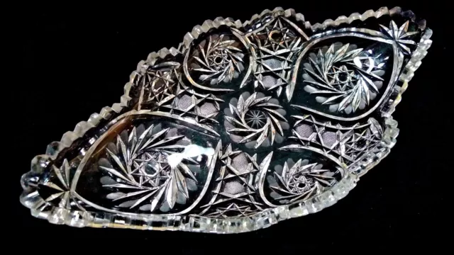 Vintage Large American Brilliant Fine Cut Boat Shaped Serving Tray