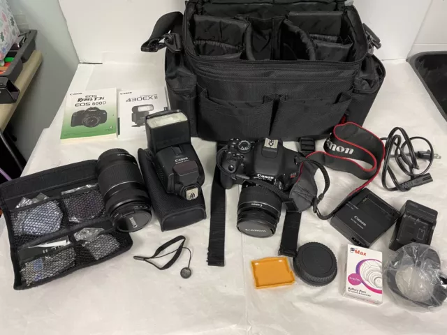 Canon EOS Rebel T3i 600D 18.0MP Digital Camera w/18-55 & 55-250mm Lenses BUNDLE