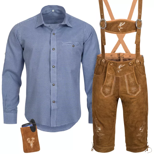 Costumes Set Mens Costumes Leather Pants with Costume Strap Shirt Bag Oktoberfest