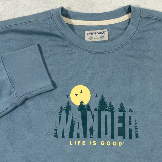 Life is Good Simply True Wander Sweatshirt Women’s Size Large Green Crew Neck